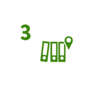 Umzugs-Icon Schritt 3 -Drei Aktenordner und eine Stecknadel | © © HCPGRAUWILD